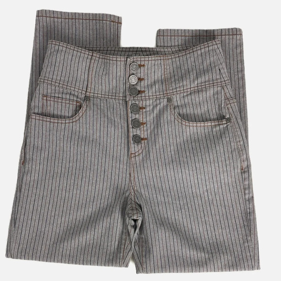 Joie Laurelle Topstitch Striped Button Fly Pants Junction Size 28 High Waisted - Picture 3 of 15